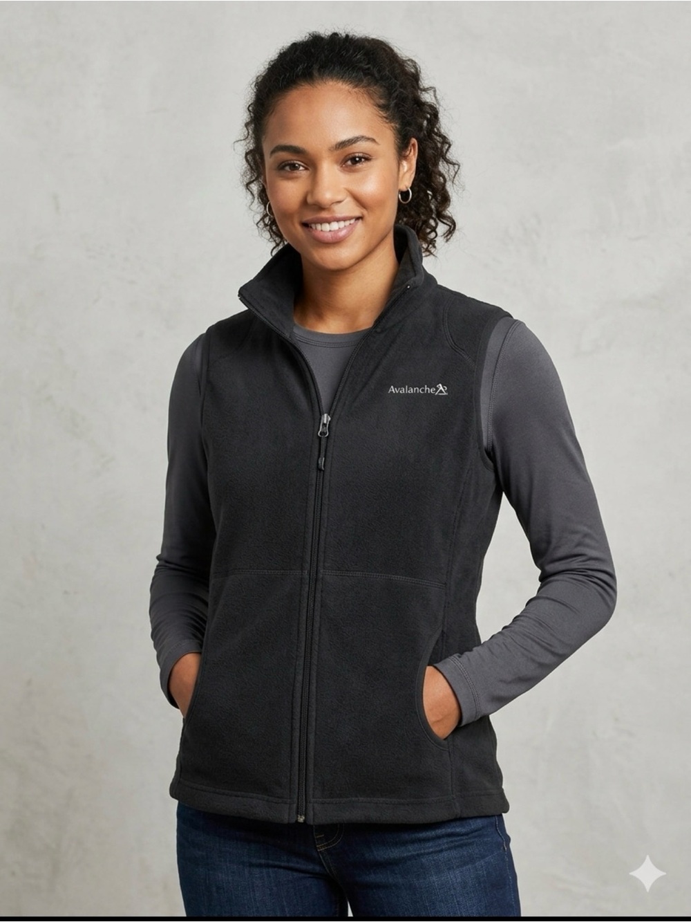 Avalanche Women's Black Full-Zip Fleece Vest
